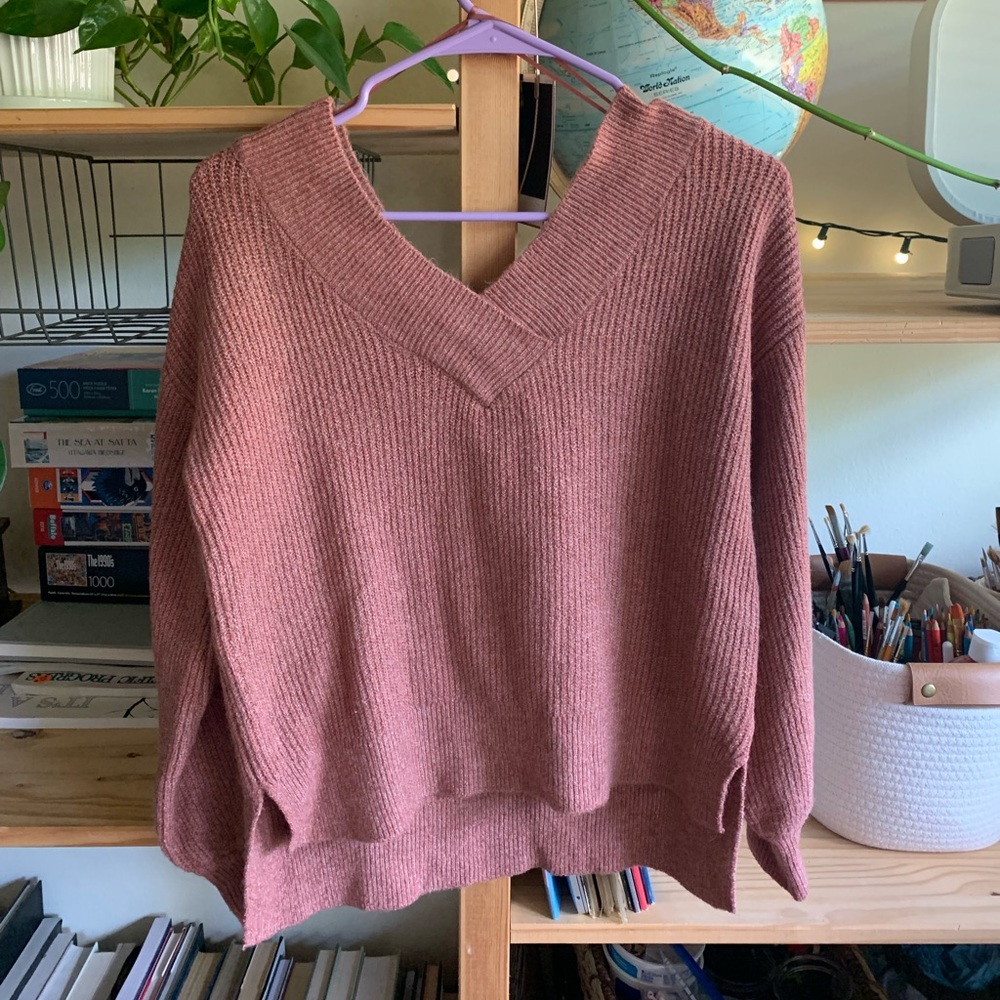Long Sleeve, Muted pink, Knit, Sweatshirt